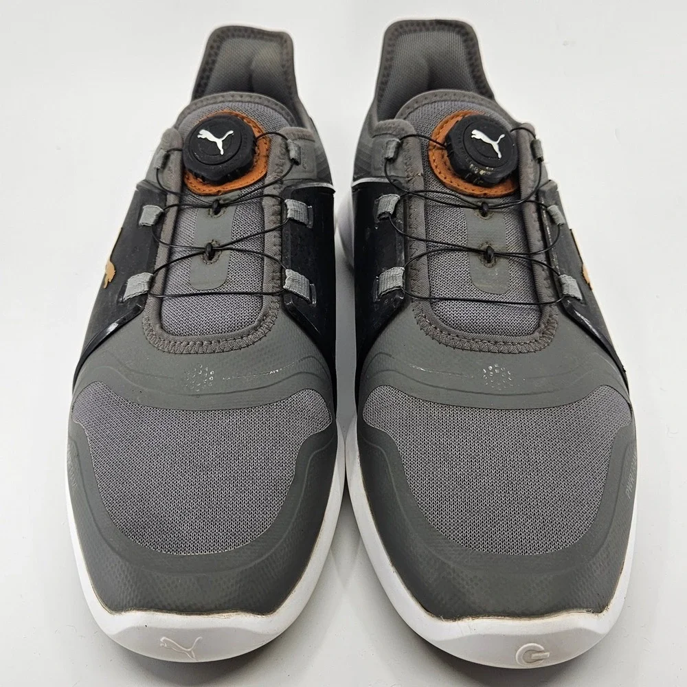 Men's PUMA Ignite PWRADAPT Golf Shoes DISC lacing system Waterproof Gray Black‎